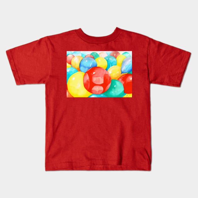 Party Time Watercolour Painting Kids T-Shirt by Heatherian